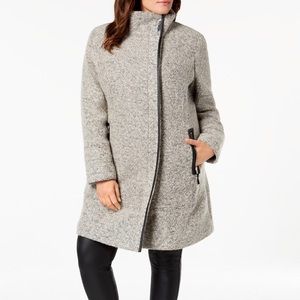 Calvin Klein - Textured Faux-Leather-Trim Coat